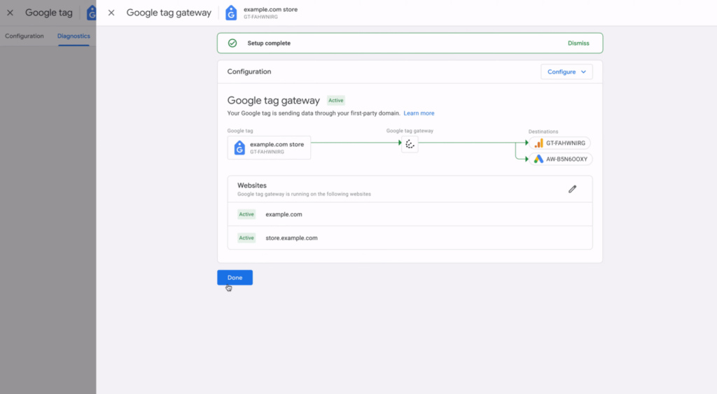 Google Tag Gateway Setup Screenclip