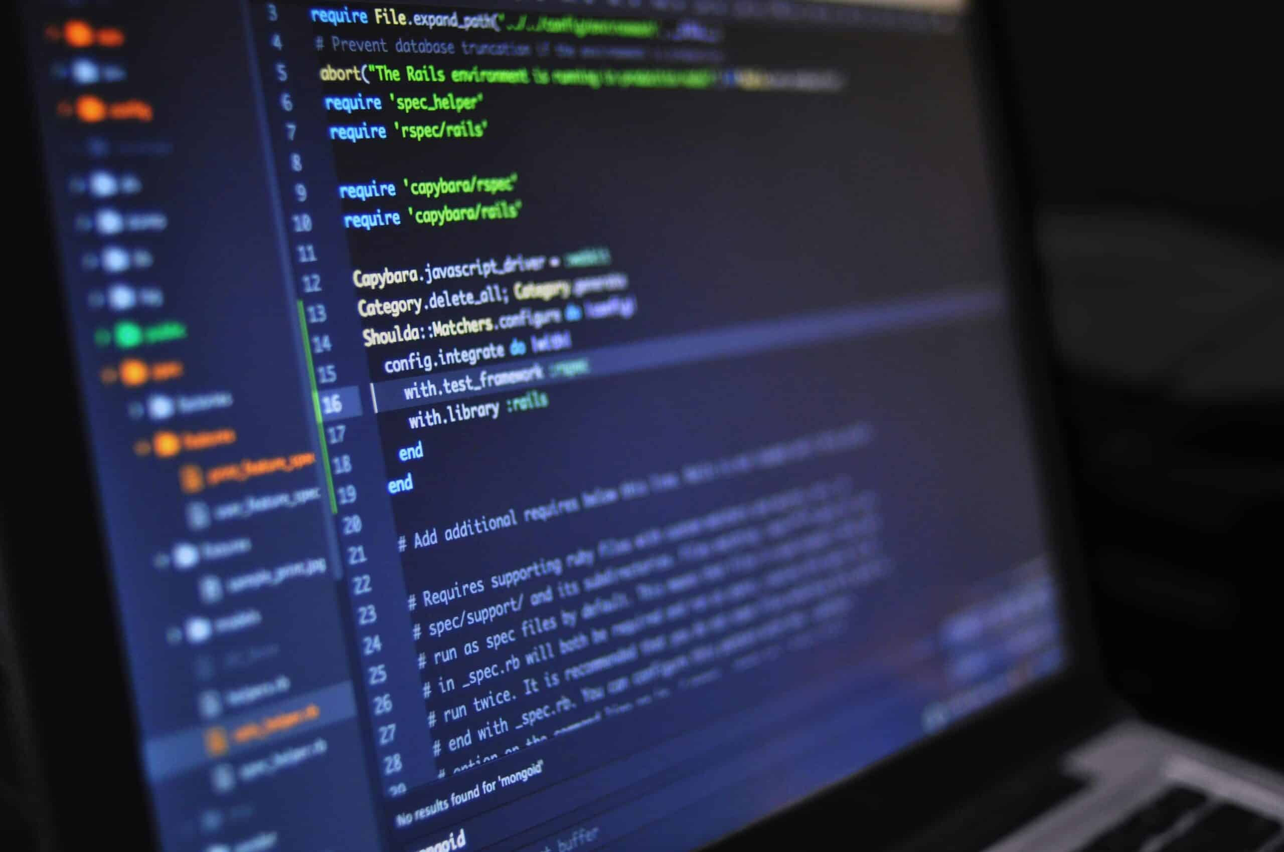 developer's code on screen
