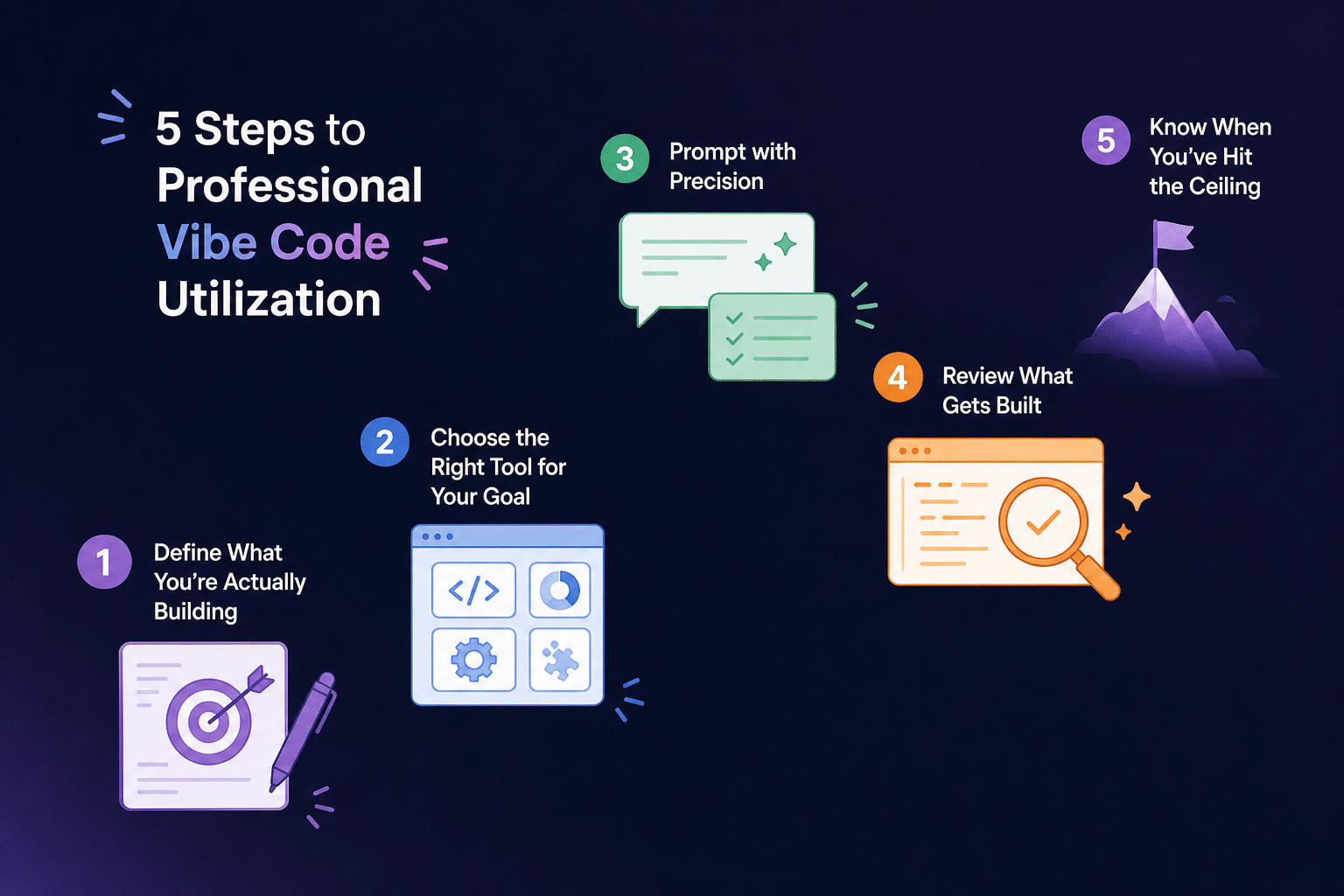 Chart of five steps to professional use of vibe coding